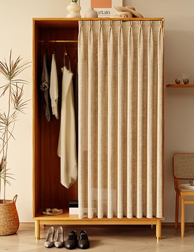 Aeovot Staubdichter Schrankvorhang Zum Schieben Schrank Vorhang Privatsphäre Tüll Vorhang für Schrank Regal Vorhang Küchenschrank mit Schiene Schrankvorhänge für Küche Selbstklebend(A,300x260 cm) von Aeovot