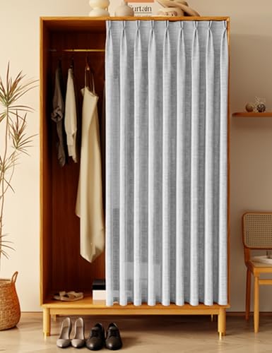 Aeovot Staubdichter Schrankvorhang Zum Schieben Schrank Vorhang Privatsphäre Tüll Vorhang für Schrank Regal Vorhang Küchenschrank mit Schiene Schrankvorhänge für Küche Selbstklebend(C,350x260 cm) von Aeovot