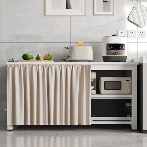 Aeovot Vorhang Küchenschrank - Schrank-Vorhang Zum Schieben, Staubdichter Regal Vorhang für Schrank Verdunkelung/Datenschutz/Wasserdicht, Schrankvorhänge Küche Selbstklebend(Beige,80x100 cm) von Aeovot