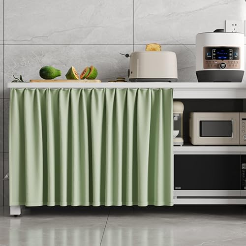 Aeovot Vorhang Küchenschrank - Schrank-Vorhang Zum Schieben, Staubdichter Regal Vorhang für Schrank Verdunkelung/Datenschutz/Wasserdicht, Schrankvorhänge Küche Selbstklebend(Grün,60x80 cm) von Aeovot