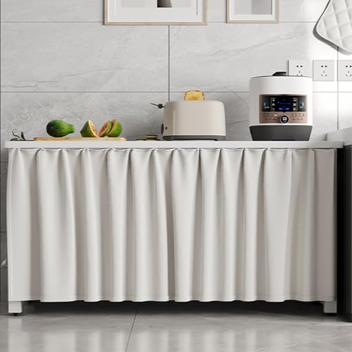 Aeovot Vorhang Küchenschrank - Schrank-Vorhang Zum Schieben, Staubdichter Regal Vorhang für Schrank Verdunkelung/Datenschutz/Wasserdicht, Schrankvorhänge Küche Selbstklebend(Weiß,50x100 cm) von Aeovot