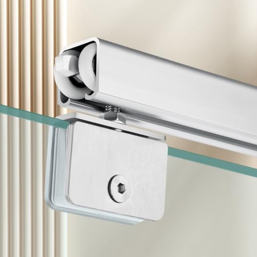 Glassschiebetür Schiene aus Aluminium Schiebetürbeschlag Komplettset mit Edelstahl Laufrollen Laufschienen für Schiebetüren Schiebetürsystem für 1/2/3/4 Türen - Deckenmontage(5.9m/19.4ft) von Aeovot