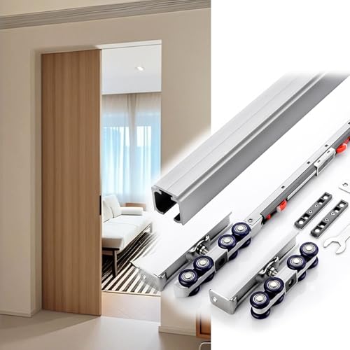 Schiebetür-Beschlag Schiene für Scheunentore/Bypass/Schrank Laufschienen Laufrollen für Schiebetüren Schiebetürsystem mit Sanfter Schließung Deckenmontage 80 kg Belastbar(Silver white,1.7 m/66.9 in) Schiebetür-Beschlag Schiene für Scheunentore/Bypass/Schrank Laufschienen Laufrollen für Schiebetüren Schiebetürsystem mit Sanfter Schließung Deckenmontage 80 kg Belastbar(Silver white,1.7 m/66.9 in) von Aeovot