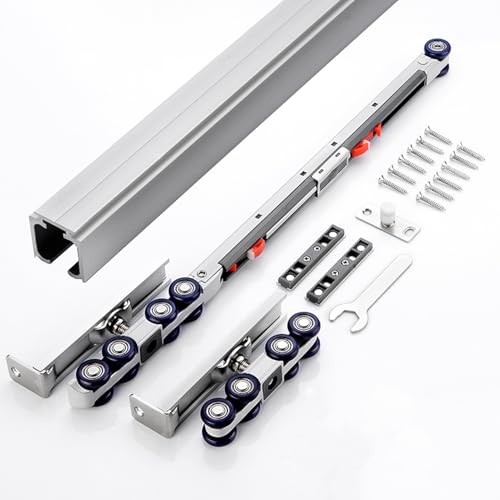 Schiebetür Schiene Komplettset mit Laufrollen Sanftes Schließen, Schiebetürbeschlag Laufschienen für Schiebetüren Schiebetürsystem Beschlagsatz aus Aluminium für Schrank(Silver white,1 m/39.4 in) Schiebetür Schiene Komplettset mit Laufrollen Sanftes Schließen, Schiebetürbeschlag Laufschienen für Schiebetüren Schiebetürsystem Beschlagsatz aus Aluminium für Schrank(Silver white,1 m/39.4 in) von Aeovot