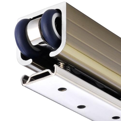 Schiebetürbeschlag Komplettset 1/2/3/4/5/6 m Schiebetür Schiene aus Aluminium mit Leises Laufrollen Laufschienen für Schiebetüren Schiebetürsystem für Holztüren/Scheunentore(3.4m/11.2ft) von Aeovot