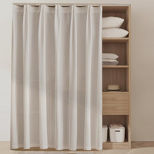Schrankvorhang, Regal Vorhang Zum Schieben für Küchenschrank, Staubdichter Schrankvorhänge für Küche Kleiderschrank Badezimmer, Plissee Gaze Vorhang für Offenes Regal, Hängende Tür(D,100x180 cm) von Aeovot
