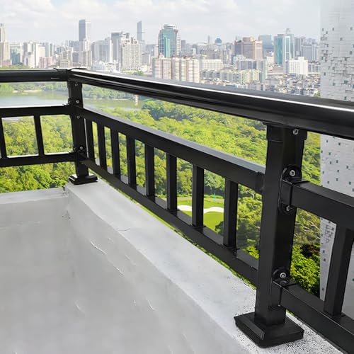 Verzinkter Stahl Handlauf Geländer für Außen Erhöhtes Terrassengeländer Brüstungsgeländer Treppengeländer Balkon-Geländer Set Schwarze Wasserfeste Elektrostatische Sprühfarbe(L 40 cm/15.7 in) von Aeovot