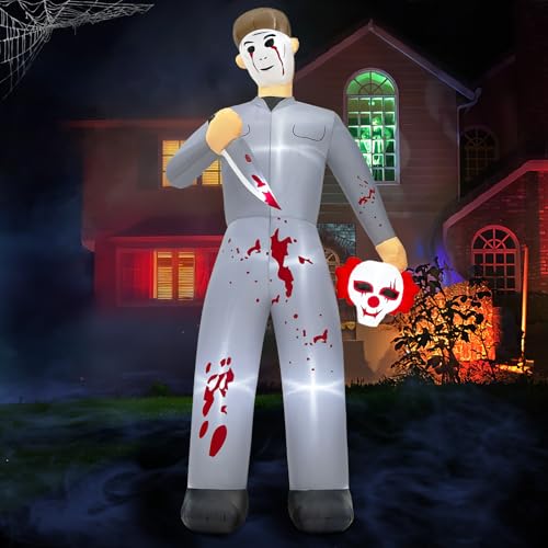 AerWo 3 m großer Serienmörder für Halloween, aufblasbar, Horrorfilm-aufblasbare Gegenstände mit integriertem Gebläse und LED-Lichtern, gruselige Halloween-Dekorationen für Hof, Rasen, aufblasbar AerWo 3 m großer Serienmörder für Halloween, aufblasbar, Horrorfilm-aufblasbare Gegenstände mit integriertem Gebläse und LED-Lichtern, gruselige Halloween-Dekorationen für Hof, Rasen, aufblasbar von AerWo