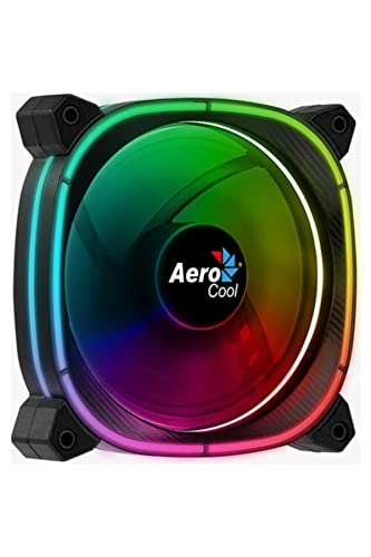 AeroCool ASTRO12 PC Fan – 120mm Fan with Carbon Fiber Finish,Omni RGB Lighting and 18 LEDs,Includes a 6-Pin Connector, Curved Blades and Anti-Vibration Pads, ARGB Hub Compatible,Single Fan, Black von AeroCool