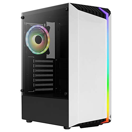 AeroCool BIONICV2WH Weiß, RGB Gaming PC-Gehäuse, Gehärtetes Glas + RGB-Lüfter von AeroCool