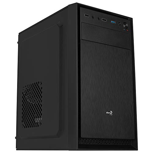 AeroCool CS104, MicroATX-PC-Gehäuse, Gebürstetes Aluminium, 12cm-Lüfter, Schwarz, kompaktes von AeroCool