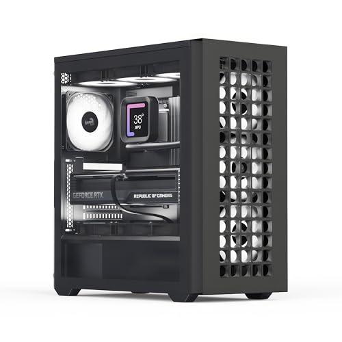 AeroCool D502A, Mid-Tower Case, Gaming PC Gehäuse, Airflow Mesh Frontpanel Design, inkl. 4 RGB-Lüfter, kompatibel mit ATX Micro-ATX und Mini-ITX Motherboards, Seitenpanel aus Temperglas, Schwarz von AeroCool