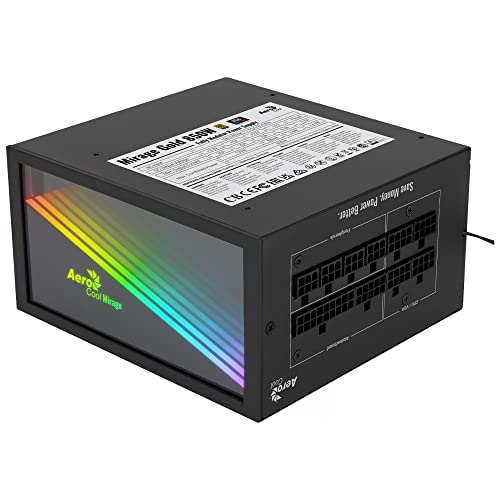 AeroCool MIRAGEGOLD 850W Modulares PC-Netzteil RGB, 80 Plus Gold, Japanische Kondensatoren, Schwarz von Aerocool