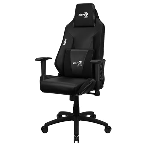 Aerocool ADMIRALBK, Professioneller Gaming Stuhl, Gepolsterte Kissen, Air Tech, Schwarz von AeroCool