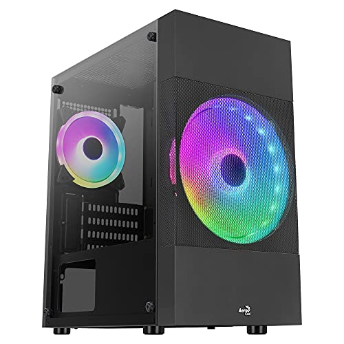 Aerocool ATOMICLITE V1, Micro-ATX Gaming Gehäuse, Front Mesh+2 Lüfter FRGB, Schwarz von AeroCool