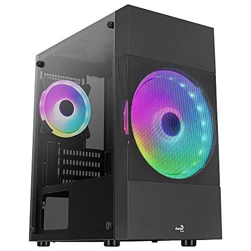 Aerocool ATOMICLITE V2, Micro-ATX Gaming Gehäuse, Front Mesh+2 Lüfter RGB, Schwarz von AeroCool