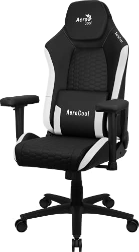 Aerocool CROWNBW Weiß, Ergonomischer Gaming Stuhl, Verstellbare Kissen, Premium Kunstleder von AeroCool