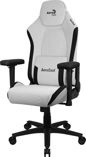 Aerocool CROWNMOONSW Weiß, Ergonomischer Gaming Stuhl, Verstellbare Kissen, Premium Kunstleder von AeroCool