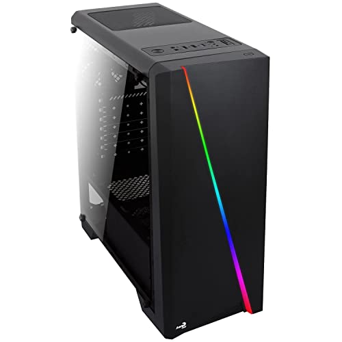 Aerocool CYLON - PC-Gehäuse (Semi-Fackel, ATX, Acryl-Seitenwand, RGB-LED an der Vorderseite, 13 Lichtmodi, inklusive 12-cm-Lüfter an der Rückseite, USB 3.0), schwarz von AeroCool