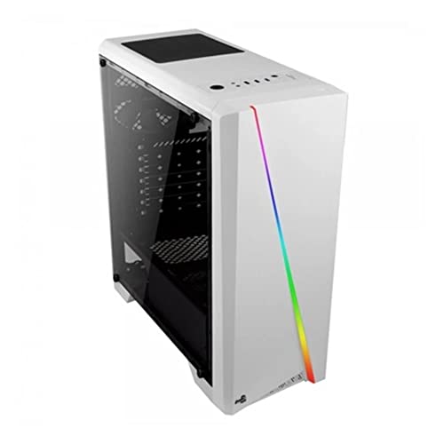 Aerocool CYLON - PC-Gehäuse (Semi-Fackel, ATX, Acryl-Seitenwand, RGB-LED an der Vorderseite, 13 Lichtmodi, inklusive 12-cm-Lüfter an der Rückseite, USB 3.0), weiß von AeroCool