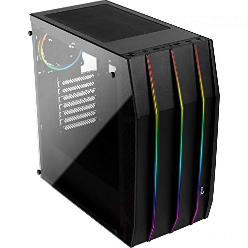 AeroCool KLAW, PC-Gehäuse, ATX, Gehärtetes Glas, Front RGB, 3 RGB-Lüfter, schwarz, única von AeroCool