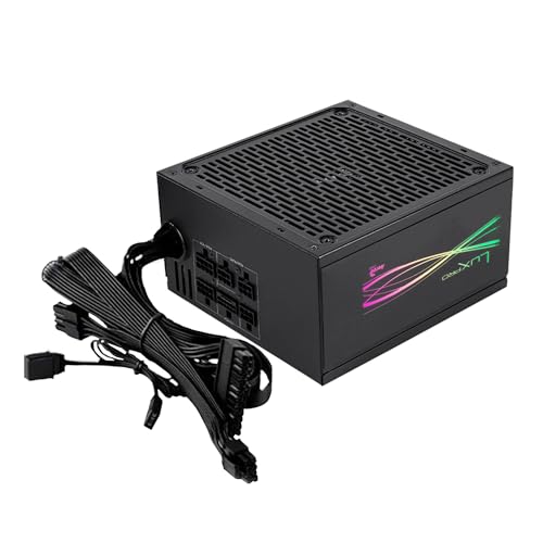 Aerocool LUXPRORGB850M, Semi-Modular RGB 850W Netzteil, 80Plus Bronze +88%, Japanische Kondensatoren, APFC 14cm FDB-Lüfter, ATX 3.0 und PCIe 5.0, ARGB-kompatibel, 5 Jahre Garantie, Schwarz von Aerocool
