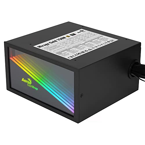 AeroCool MIRAGEGOLD750, PC Netzteil 750W, RGB Infinity Mirror, 80Plus Gold, Japanische Kondensatoren, Schwarz von AeroCool