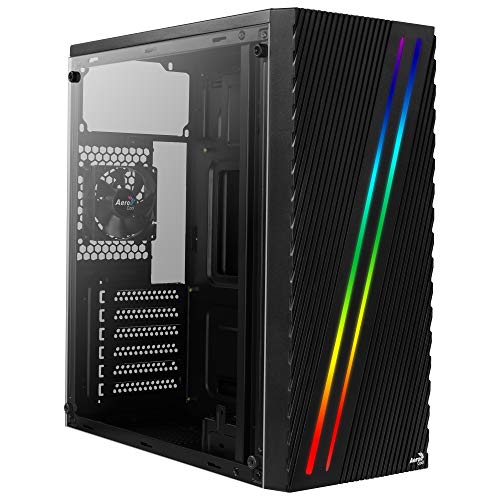 Aerocool Streak PC Gaming Case, Mid-Tower, ATX, RGB, 18 Lighting modes, Full Window, Ideal for First Time and Experienced gamers , Black von AeroCool