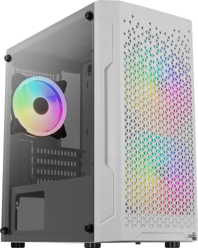 Aerocool TRINITYMINIWHV3, Gaming-Gehäuse Micro ATX, gehärtetes Glas, 3 x RGB-Lüfter, Weiß von AeroCool