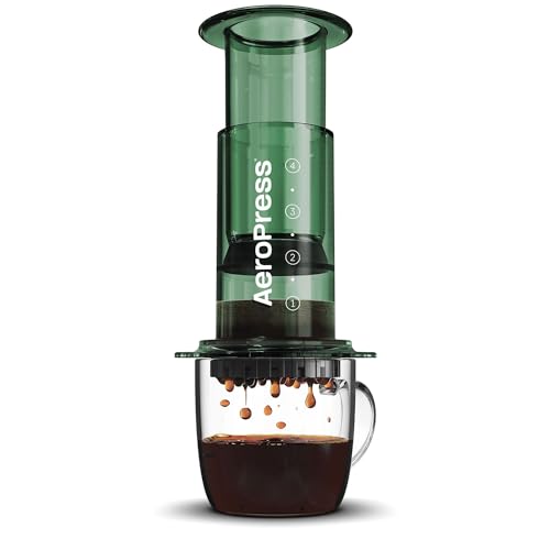 AeroPress Clear Grüne Kaffeepresse – 3-in-1 Kaffeemaschine kombiniert French Press & Espresso-Stil – Vollmundiger Kaffee ohne Bitterkeit – Tragbare Mini-Kaffeemaschine für Camping & Reisen, Grün von AeroPress