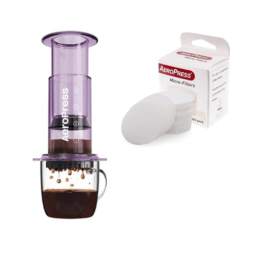 Yeseatis TASTE ONLINE FOOD YESEATIS.COM AeroPress – Neues Spezialpaket mit transparenter lila Kaffeemaschine + 350 Mikrofiltern von AeroPress