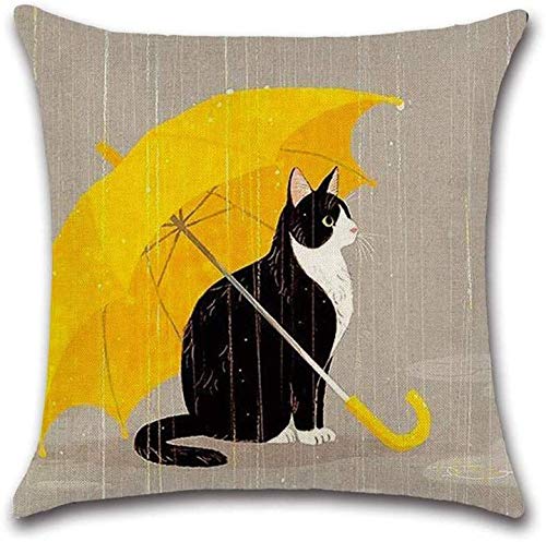 Aeromdale Kissenbezug Kissen mit Katzenmotiv, Baumwoll-Leinen-Mischgewebe, quadratisch, Reißverschluss, für Bett, Sofa, Büro, dekorativ, 45 x 45 cm – # B von Aeromdale