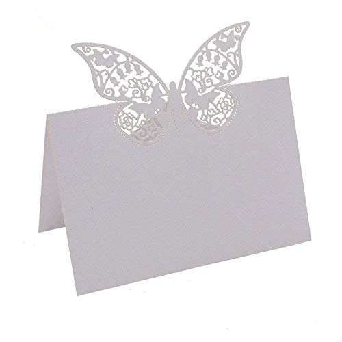 Aeromdale Laser Cut Schmetterling Rebe Hochzeit Tischnummer Name Tischkarte Hochzeitsfest Dekoration Favor 48 Pack weißer Schmetterling von Aeromdale