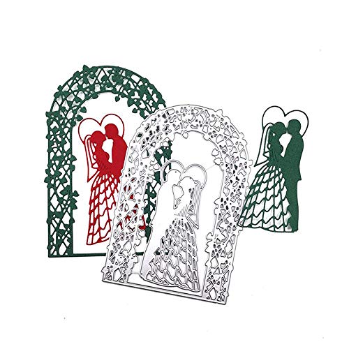 Aeromdale Metall-Stanzschablonen Brautpaar Hochzeitsschablonen für Bastelarbeiten Scrapbooking Alben Stempel Hochzeit Papierkarten Prägeschablonen Handwerk Stanzform – 140 x 96 mm – 1 Set von Aeromdale