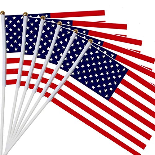 Aeromdale Mini-Flagge mit weißem Mast, lebendige Farben und lichtbeständige Handflaggen, Teil C – USA, 10 Stück von Aeromdale