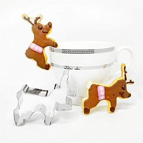 Aeromdale Weihnachts-Ausstechform Keksausstecher Dekorieren Form Gebäck Backen Werkzeuge Edelstahl Tasse hängende Kekse Form Tasse - Elch - 1 Stück von Aeromdale