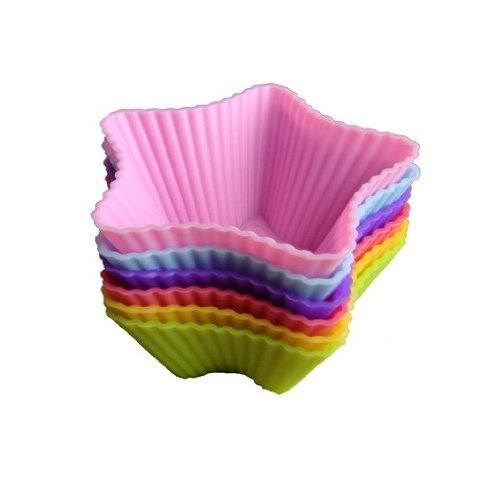 Aeromdale sternförmiger Muffin-Kuchen-Kuchen-Kasten-Silikon-Form-Backformen-Art- und Weisebasis 12pcs mischte Farben von Aeromdale