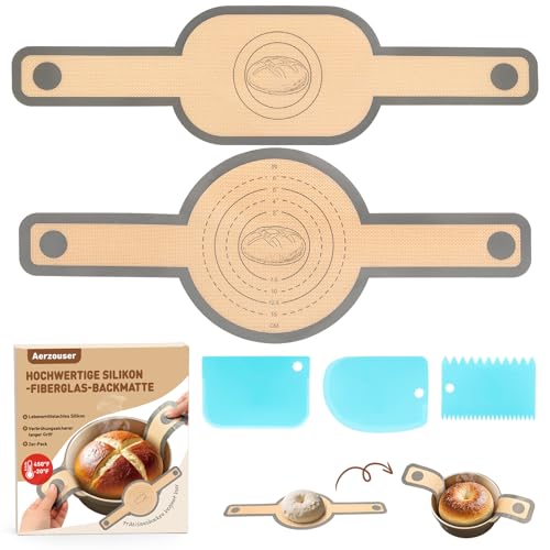 Aerzouser 2 Stück Für Dutch Ovens Silikon Backmatte Brot，Brotbackmatte，BPA-frei，Brotschlinge，Dauerbackmatte Brot，Brot Backmatte，WiederverwendbarAntihaftend und Leicht zu Reinigen von Aerzouser