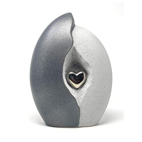 Keramikurne für Asche Herz in Muschelgrau Farbe UK Feuerbestattung moderner Aschebehälter künstlerisch Pastellgrau Keramikurne für Asche Herz in Muschelgrau Farbe UK Feuerbestattung moderner Aschebehälter künstlerisch Pastellgrau von Aesthetic Urns