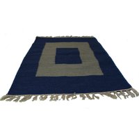 Blau Und Grau Baumwolle Wolle Handgewebt Wendbarer Teppich - 24x36" von AestheticTangerine