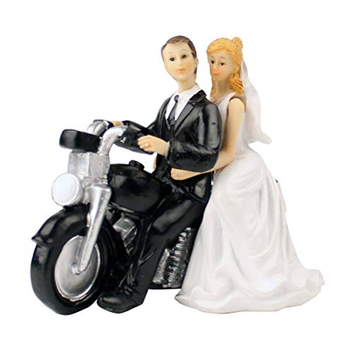 Aestm Brautpaar als Tortendeko Hochzeitstorte, Motorrad Weg Braut und Bräutigam Hochzeits-Tortenfigur Cake Topper die Hochzeitstorte von Aestm