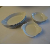 1 Von 3 Set A 6 Stück Auflaufformen Pilivit Weiss Gemustert von AetBBrocante