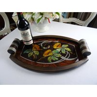 Art Deco Tablett Imposant Einlegearbeiten Hinter Glas Holzrahmen Prächtig Farbenfroh Frankreich von AetBBrocante