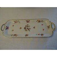 Kuchenplatte Limoges Paradiesvogel Blumen Bisquitporzellan Frankreich Fundstück Selten von AetBBrocante