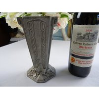 Vase Art Deco Aluminium Patina Efeublatt Selten Sammler Deko Frankreich von AetBBrocante