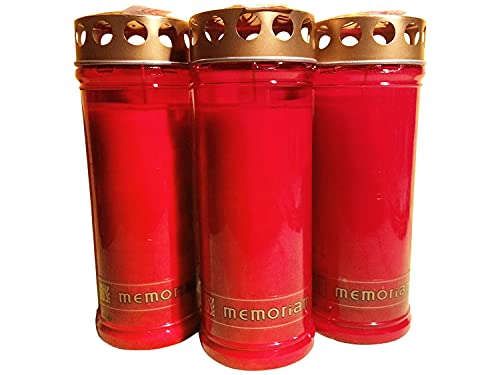 Kompositionsöllicht Memoriam Nr. 633 mit Deckel (20 Stück) - weiß oder rot - Grabkerzen, Grablichte, groß … (rot) von Kerzen Junglas