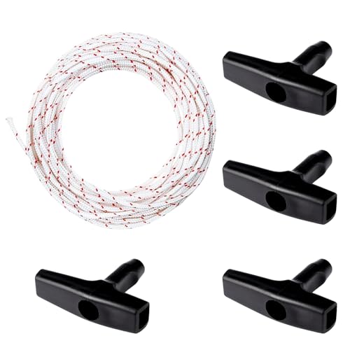 10 Meter Ø3mm Starterseil Rasenmäher,Starterseil Zugseil Seil mit 4 Stück Starter Griff,Rasenmäher Seilzug für Fadentrimmer Freischneider Motorsäge Kettensäge Rasenmäher Gartengeräte Bürste Schneider von AetherAurora