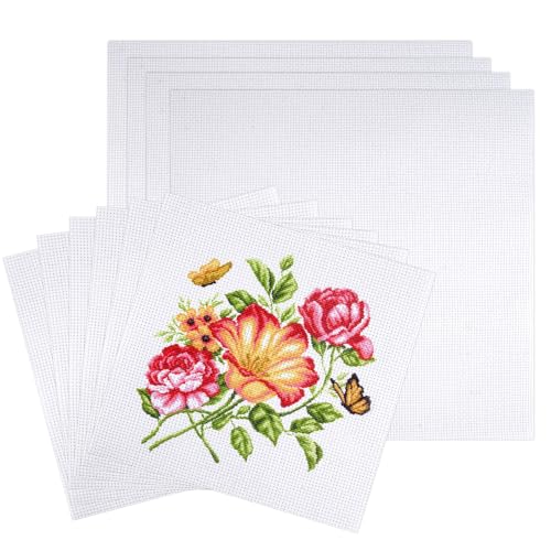 10 Stück Weiße Kreuzstich Stoff zum Sticken Baumwolle 30×30cm und 20x20 cm Stickstoff zum Sticken Stoff 11CT Steifigkeit Waschbar für DIY Basteln Handwerk Näharbeit und Kreativen Handarbeiten von AetherAurora