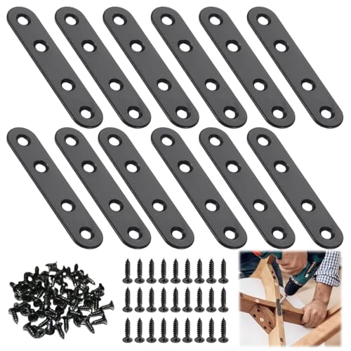 12 Stück Flachverbinder Edelstahl, 78 x 16 x 1.7mm Holzverbinder Lochplatte Metall, Schwarz Flacheisen Gelocht, Verbindungsplatten mit Befestigungsschrauben für Verbindung, Möbelreparatur 12 Stück Flachverbinder Edelstahl, 78 x 16 x 1.7mm Holzverbinder Lochplatte Metall, Schwarz Flacheisen Gelocht, Verbindungsplatten mit Befestigungsschrauben für Verbindung, Möbelreparatur von AetherAurora