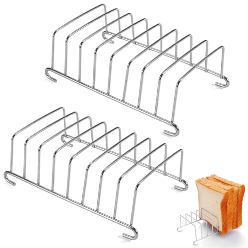 2 Stück Toastständer Edelstahl Toast Rack, Toastständer für Heißluftfritteuse, Silber Toast Rack Brothalter, 8-Scheiben-Gitter-Toast-Halter Toasthalter für Airfryer für Brotregal Esszimmer Zubehör von AetherAurora